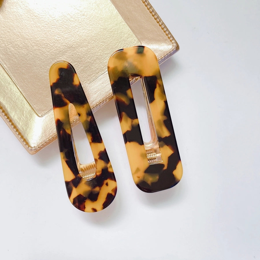 women's fashion geometric water droplets leopard resin cellulose acetate sheet headwear hair clip