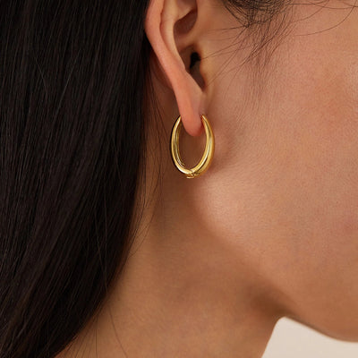 1 Piece French Style Geometric 304 Stainless Steel 18K Gold Plated Earrings