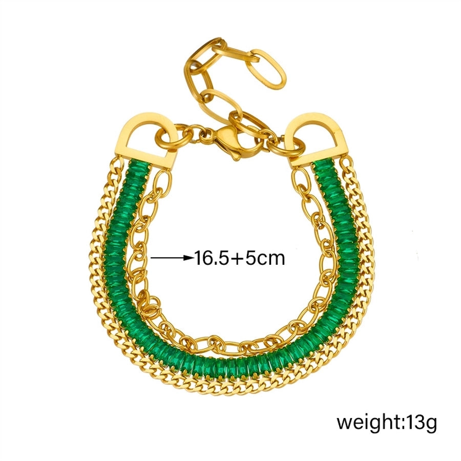 Elegant Lady Geometric Titanium Steel Diamond Bracelets In Bulk