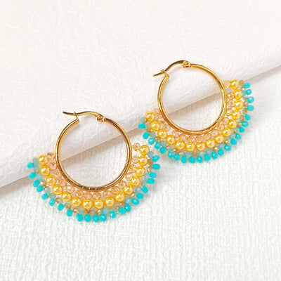 exclusive for  famous fan-shaped earrings original handmade beaded earrings  jewelry manufacturers supply