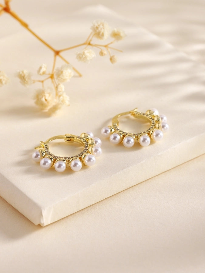 1 Pair Elegant Classical Romantic Solid Color Copper Ear Studs