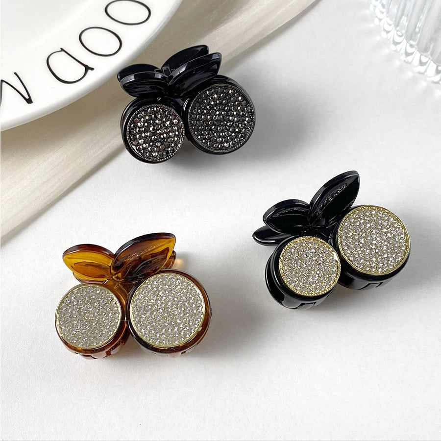 Women's Elegant Sweet Cherry Plastic Inlay Rhinestones Hair Claws