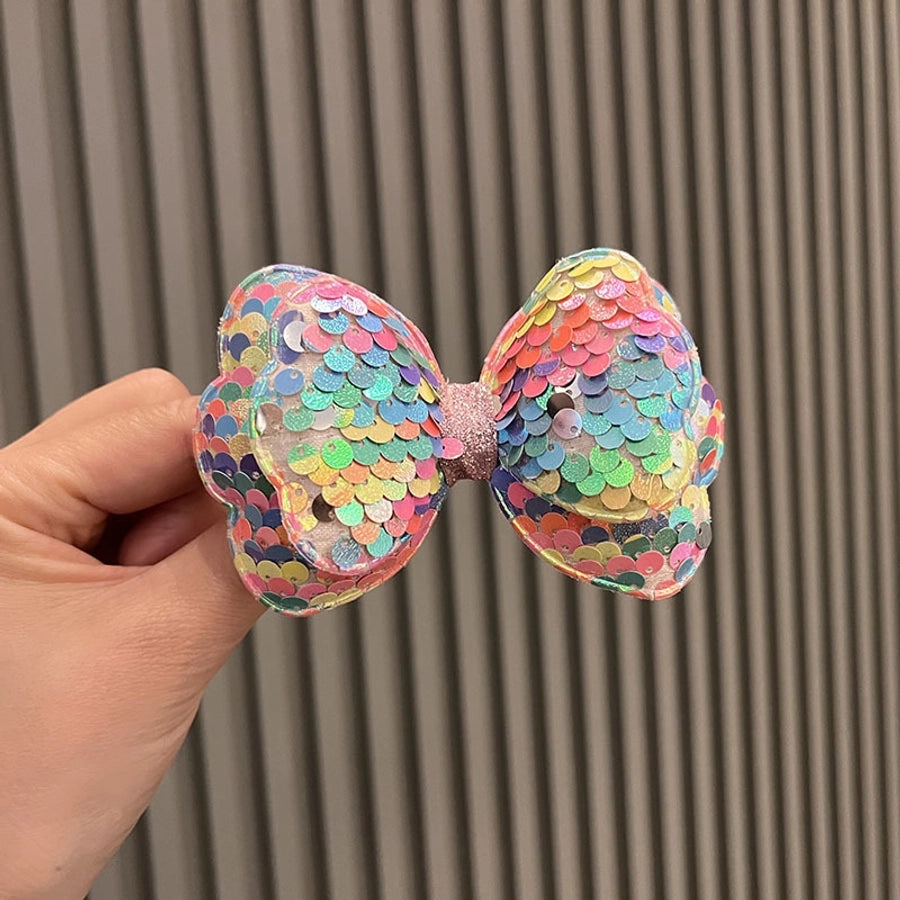 cute bow knot cloth sequins handmade hair clip 1 piece