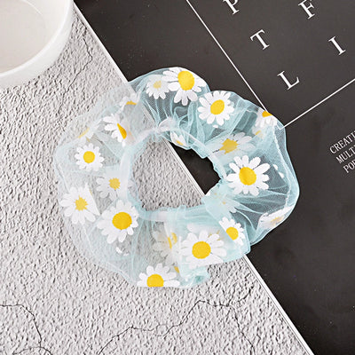korean simple mesh daisy hair scrunchies