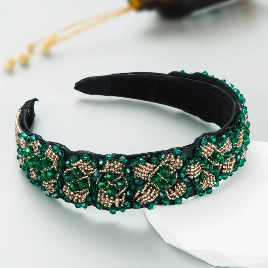 fashion plaid cloth inlay rhinestone hair band
