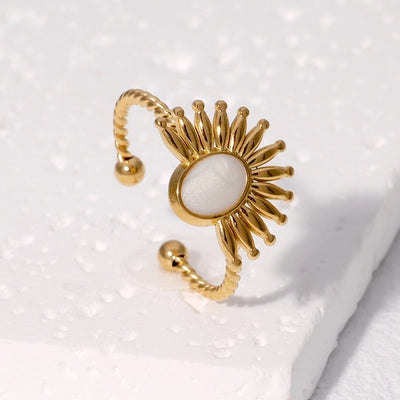 Jewelry Retro French Style Classic Style Geometric 304 Stainless Steel 18K Gold Plated Enamel Stainless Steel Rings