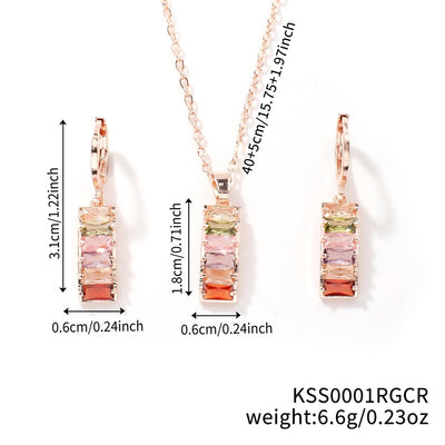 Copper K Gold Plated Inlay Water Droplets Flower Glass Jewelry Set