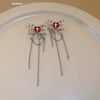 1 pair retro geometric heart shape bow knot alloy rhinestones drop earrings