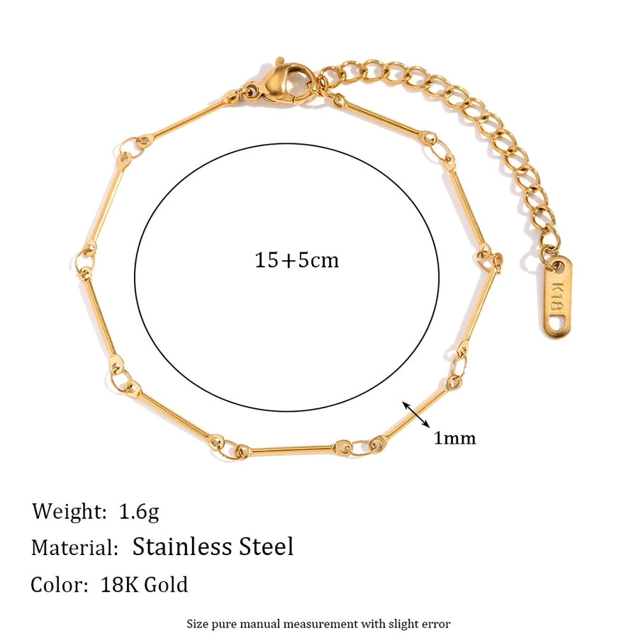 Jewelry Simple Style Solid Color 304 Stainless Steel Titanium Steel 18K Gold Plated Bracelets Anklet Necklace