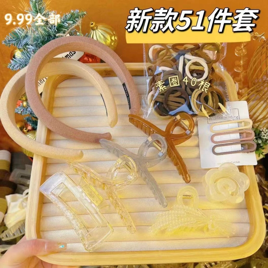 Spring and summer new 67-piece set hairpin combination hair accessories grab clip hair ring simple temperament head rope hair clip high ponytail grab