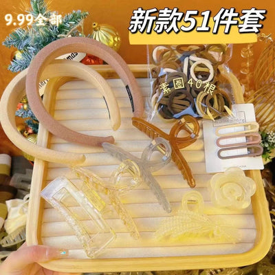 Spring and summer new 67-piece set hairpin combination hair accessories grab clip hair ring simple temperament head rope hair clip high ponytail grab