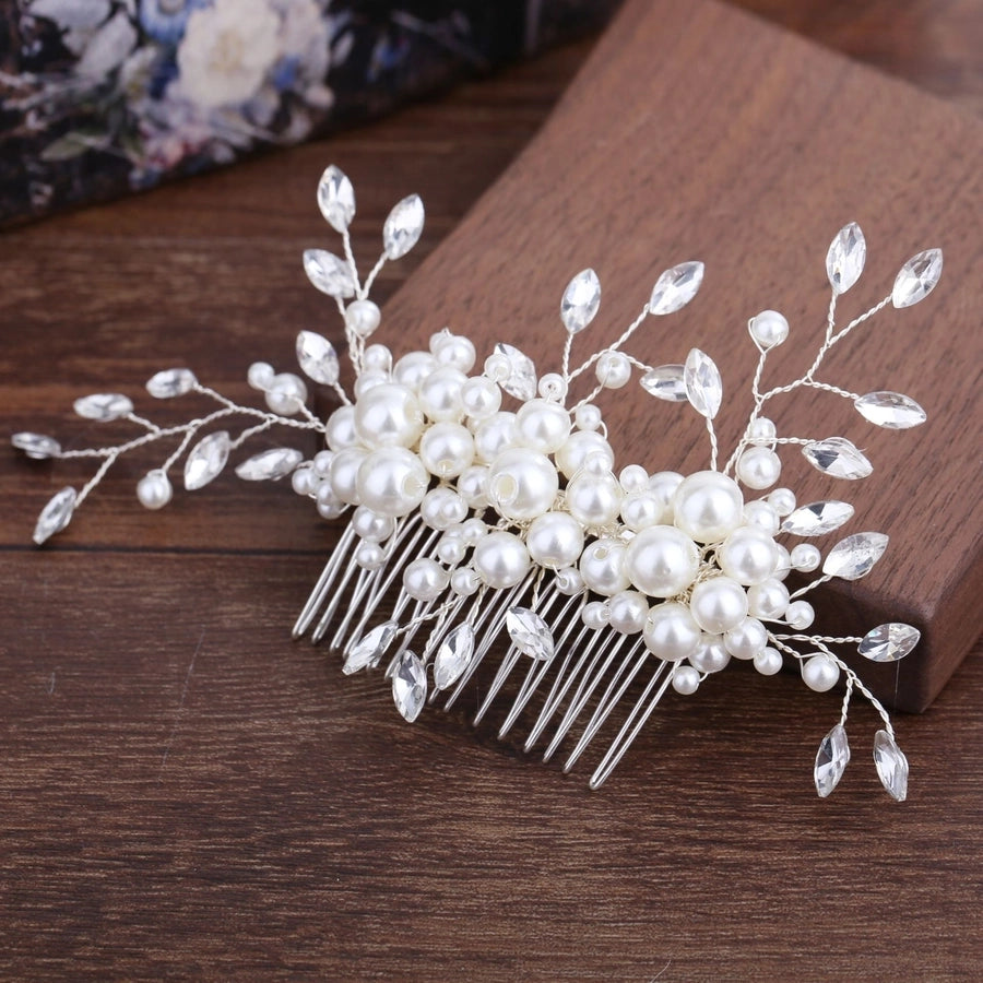 women's glam wedding bridal geometric artificial pearl hair combs insert comb