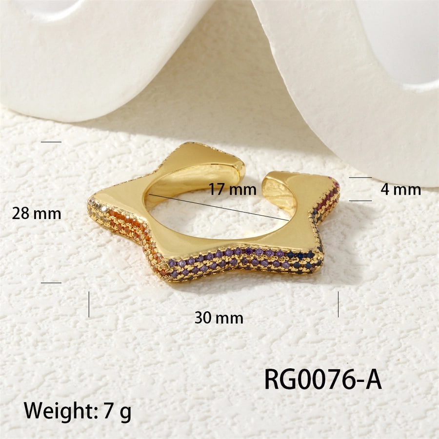 Jewelry Vintage Style Classic Style Pentagram Copper Zircon Open Rings