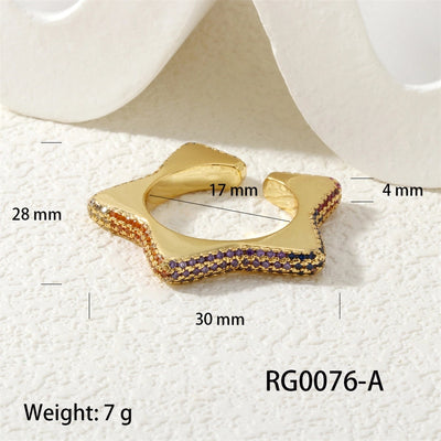 Jewelry Vintage Style Classic Style Pentagram Copper Zircon Open Rings