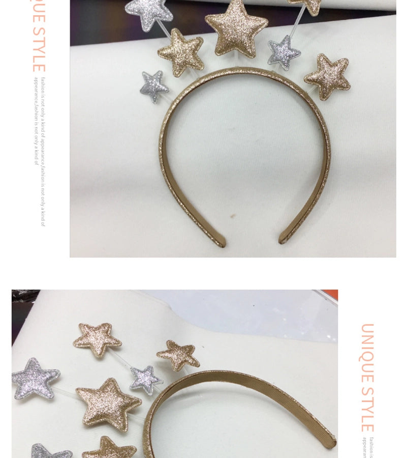 new Christmas creative small fresh five-pointed star children's hairband hair accessories metal around the side headband
