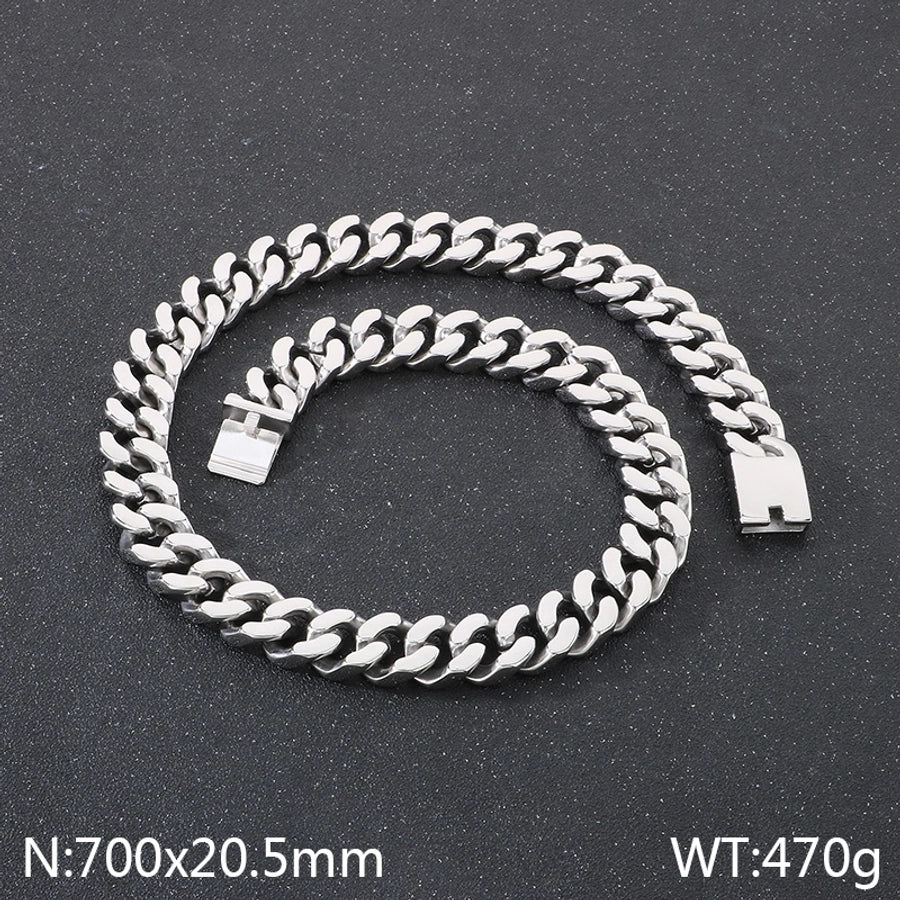 Domineering Fashion Personalized Stainless Steel Vacuum Electroplating Four-Sided Grinding Men's Necklace