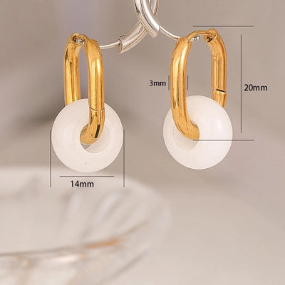 1 Pair Simple Style Geometric Plating 304 Stainless Steel natural stone Drop Earrings