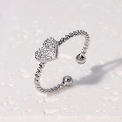 Jewelry Sweet Simple Style IG Style Heart Shape 304 Stainless Steel 18K Gold Plated Stainless Steel Rings