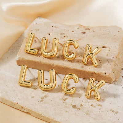 1 Pair Sweet Simple Style Shiny Letter Plating Copper K Gold Plated Ear Studs