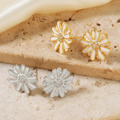 1 Pair Glam Pastoral Shiny Floral Inlay Copper Zircon K Gold Plated Rhodium Plated Ear Studs