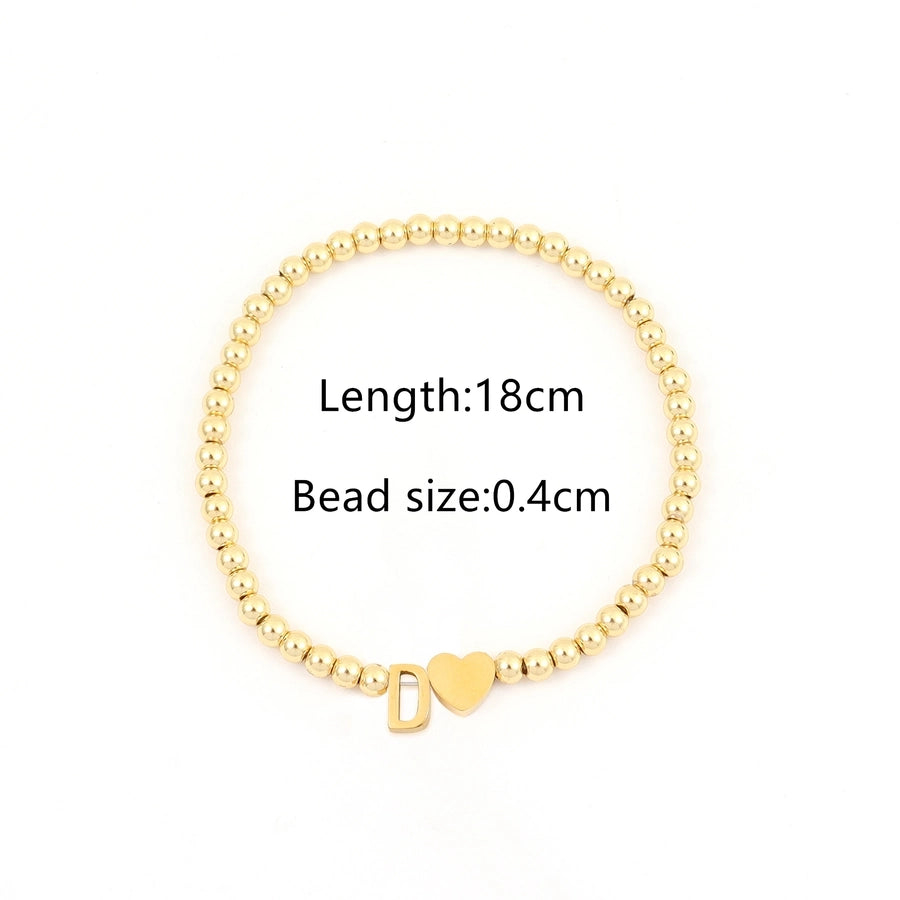 304 Stainless Steel Copper Letter Heart Shape Bracelets
