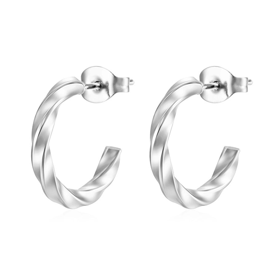 1 Pair Simple Style C Shape Titanium Steel 18K Gold Plated Ear Studs