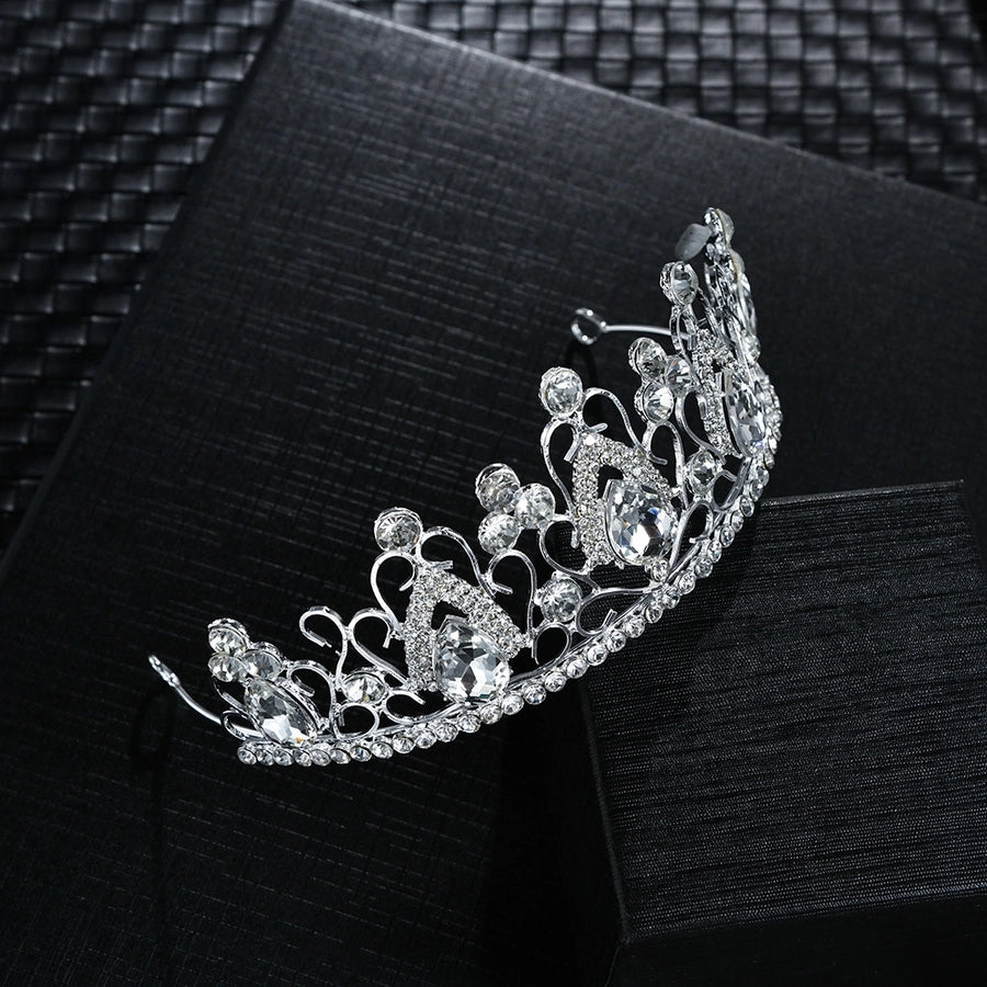 fashion crown alloy inlay zircon crown 1 piece