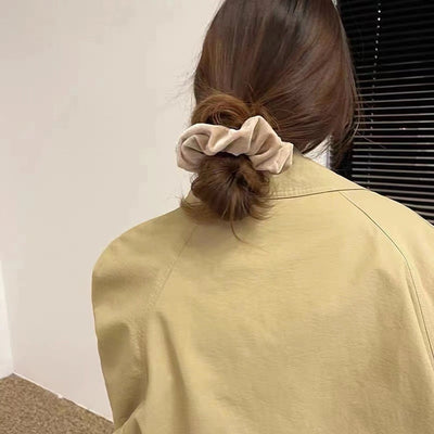 simple style solid color cloth flannel pleated hair tie