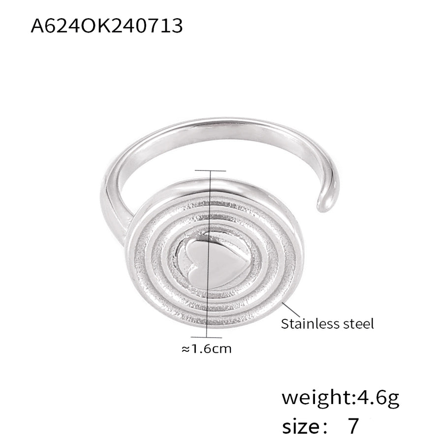 Jewelry Hawaiian Modern Style Circle Heart Shape Titanium Steel Open Rings