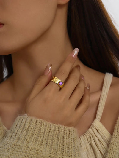 Jewelry Elegant Geometric 304 Stainless Steel Turquoise Open Rings