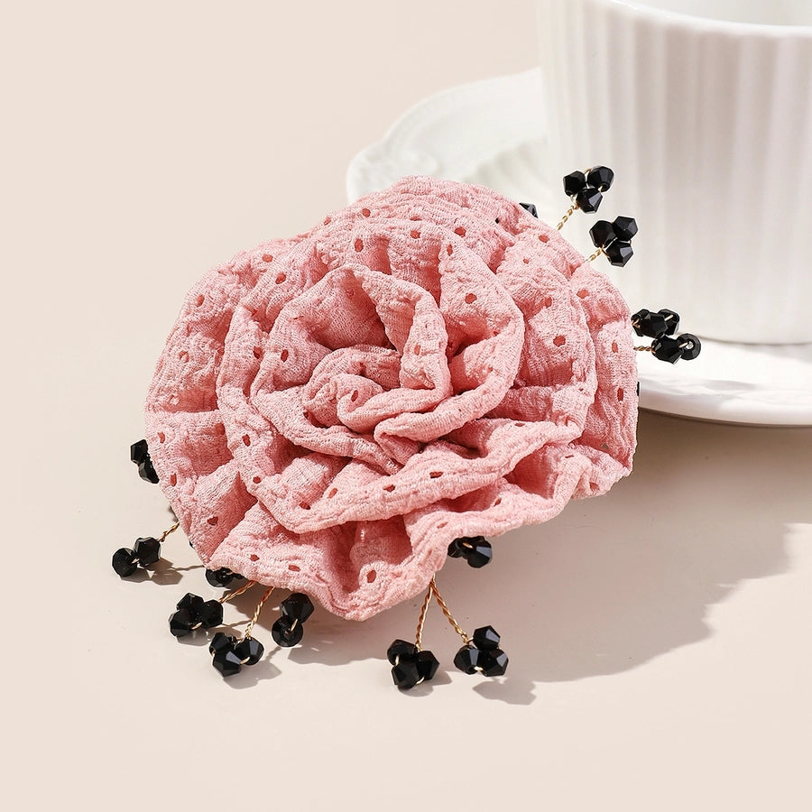 Women's Sweet Solid Color Flower Cloth Flowers Hair Clip