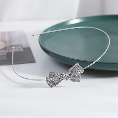 women's simple style waves flower bow knot metal inlay pearl zircon hair band