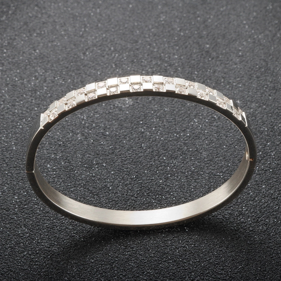 Casual Elegant Geometric 304 Stainless Steel Diamond Bangle In Bulk