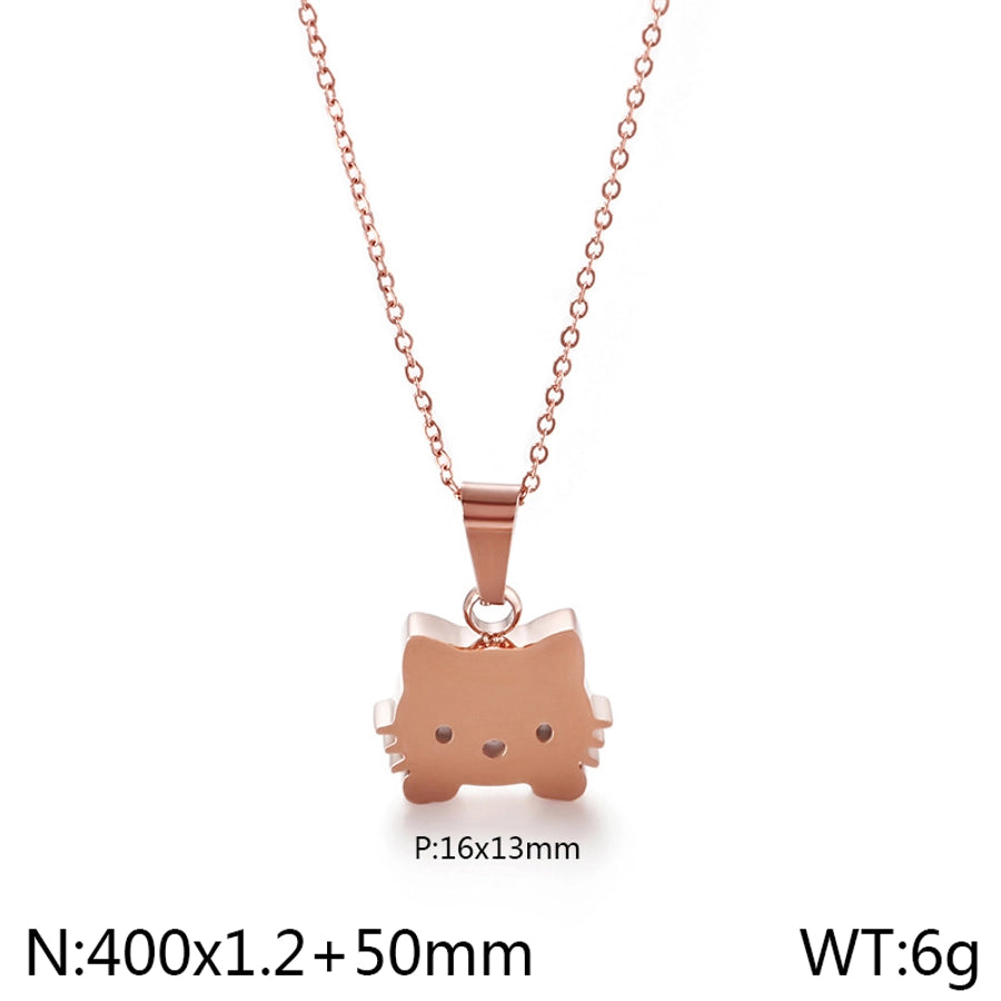 Jewelry Elegant Simple Style Streetwear Cat 304 Stainless Steel 18K Gold Plated Pendant Necklace