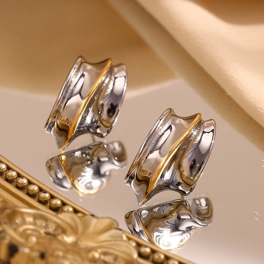 1 Pair Simple Style Geometric Mixed Metal 304 Stainless Steel 18K Gold Plated Ear Studs