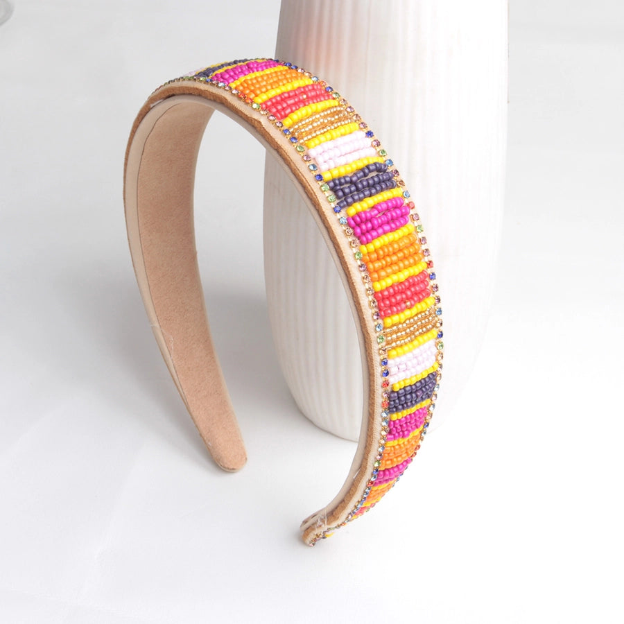 Women's Lady Geometric Artificial Pearl Cloth Rhinestone Hair Band