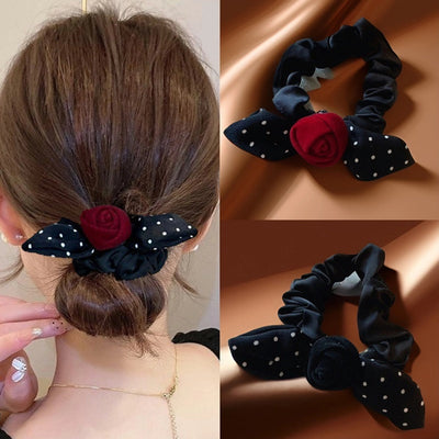 Women's Classic Style Polka Dots Bow Knot Cloth Flannel Printing Hair Tie