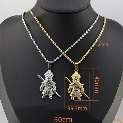 Jewelry Vintage Style Human 304 Stainless Steel Zircon Gold Plated Plating Inlay Pendant Necklace
