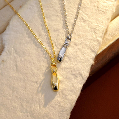 Jewelry Cute Pastoral Ballet shoes Copper Zircon 14K Gold Plated White Gold Plated Pendant Necklace