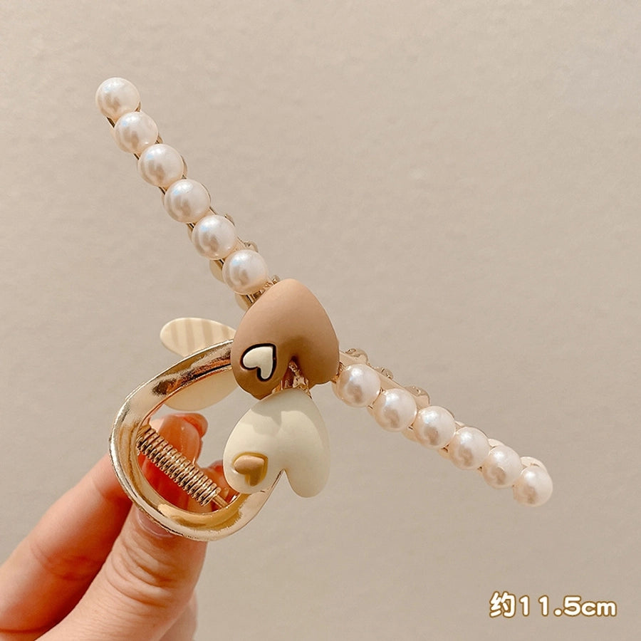 simple style solid color alloy resin hollow out hair claws