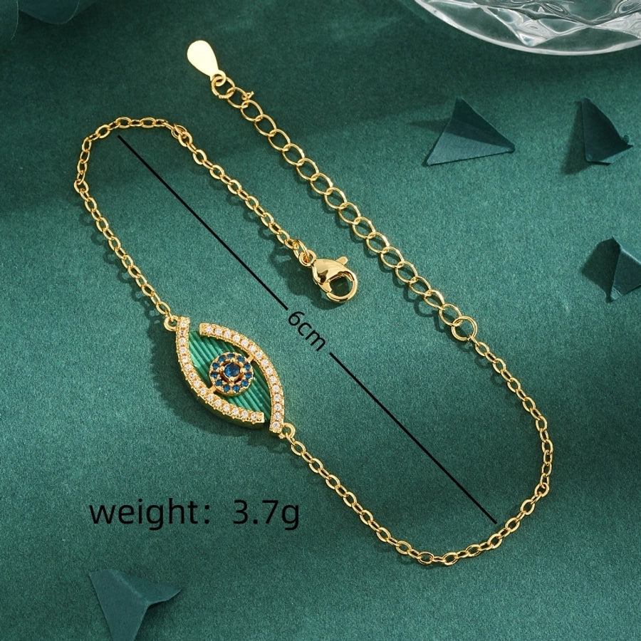 Jewelry Elegant Retro Geometric Copper Zircon 18K Gold Plated Bracelets