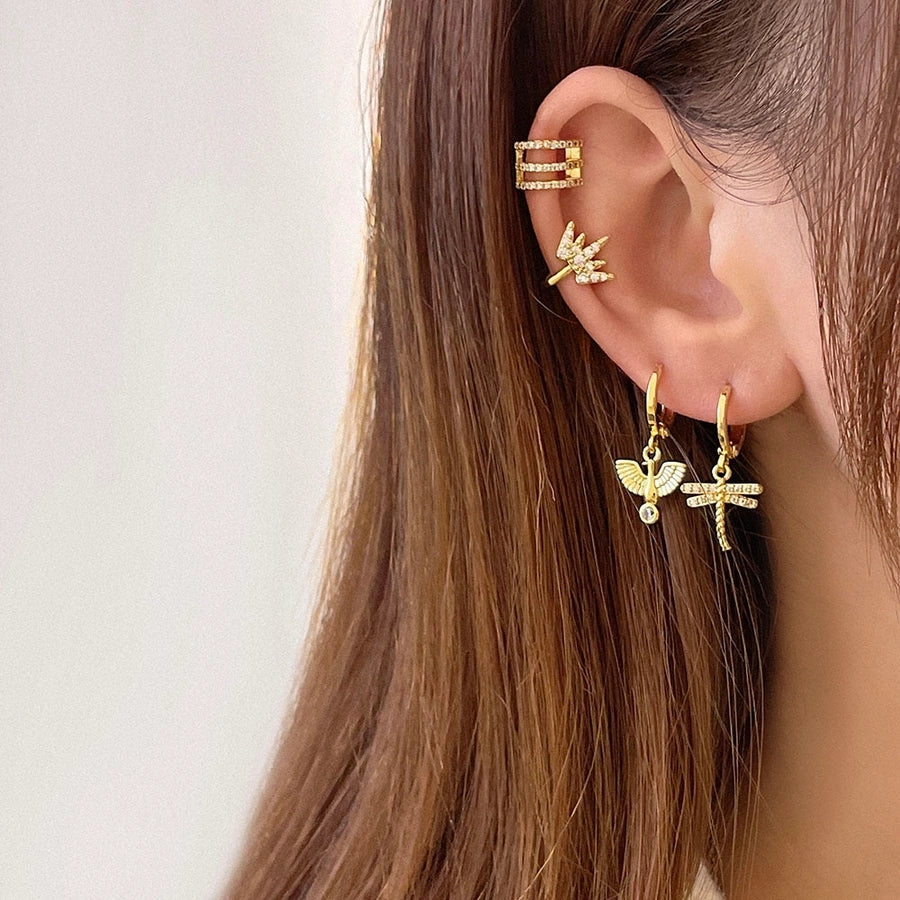 1 Pair IG Style Simple Style Dragonfly Inlay Copper Zircon Drop Earrings