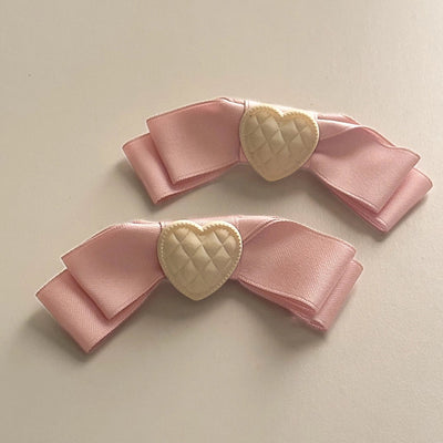 Women's Cute Preppy Style Sweet Heart Shape Bow Knot Cloth Hair Clip