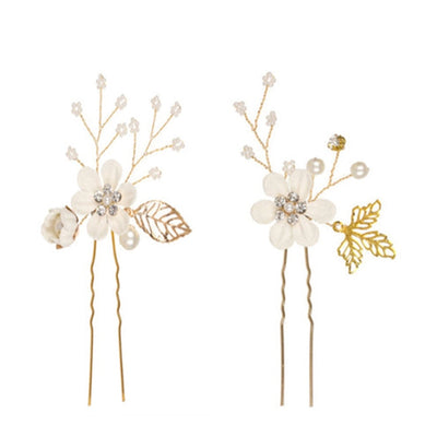 sweet flower alloy cloth hairpin