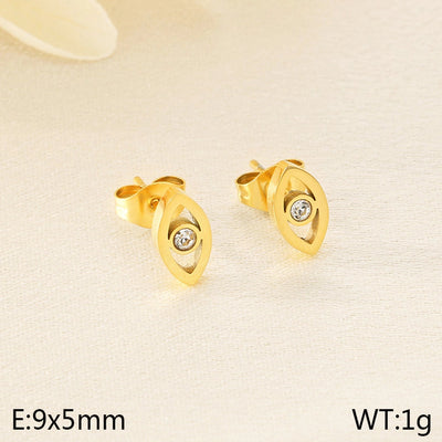 1 Pair Vintage Style Water Droplets Hollow Out Inlay 304 Stainless Steel Zircon 18K Gold Plated Ear Studs