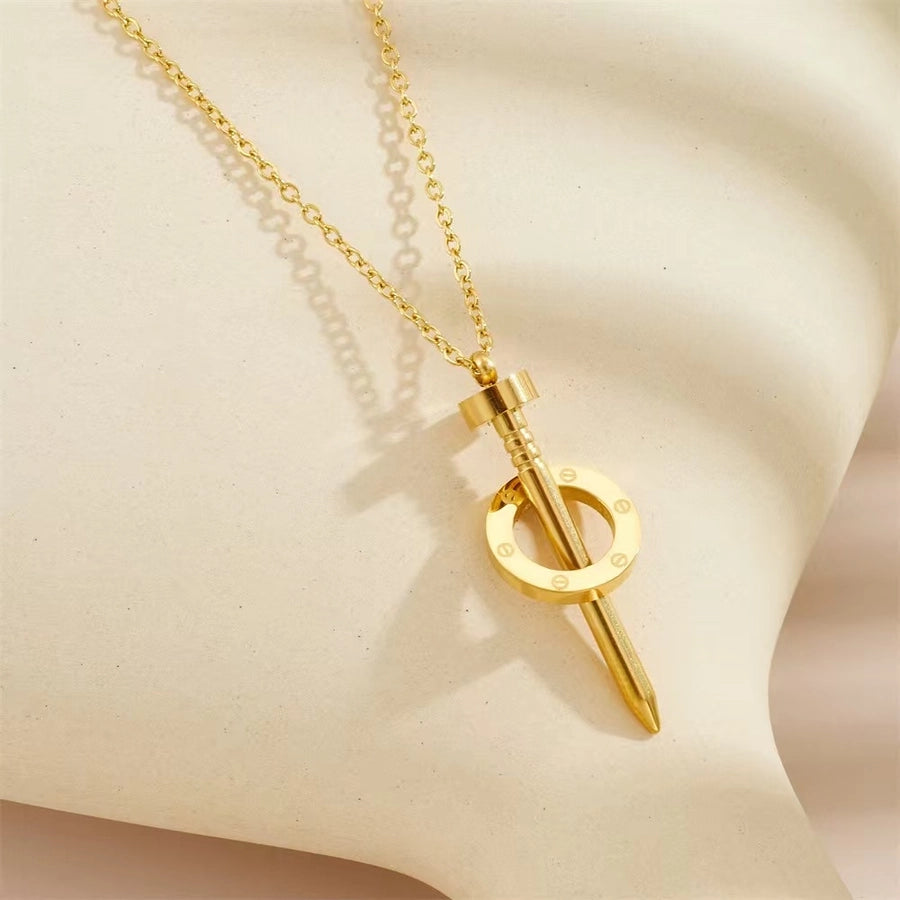 Titanium Steel Nail Ring High Class Elegant Personality 18K Gold Plated Couple Gift Necklace Bracelet