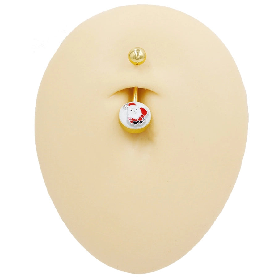 1 Piece Belly Rings Punk Simple Style Artistic Maple Leaf Rose 316 Stainless Steel  Alloy Epoxy Acrylic Rhinestones 18K Gold Plated