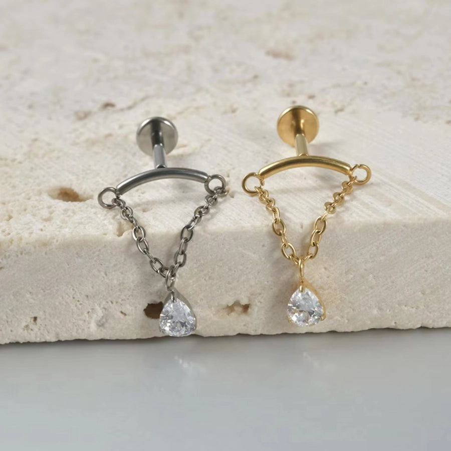 1 Piece Lip Rings Elegant Simple Style Artistic Geometric Pure Titanium Titanium Alloy Zircon 14K Gold Plated Silver Plated Lip Rings Ear Cartilage Rings & Studs