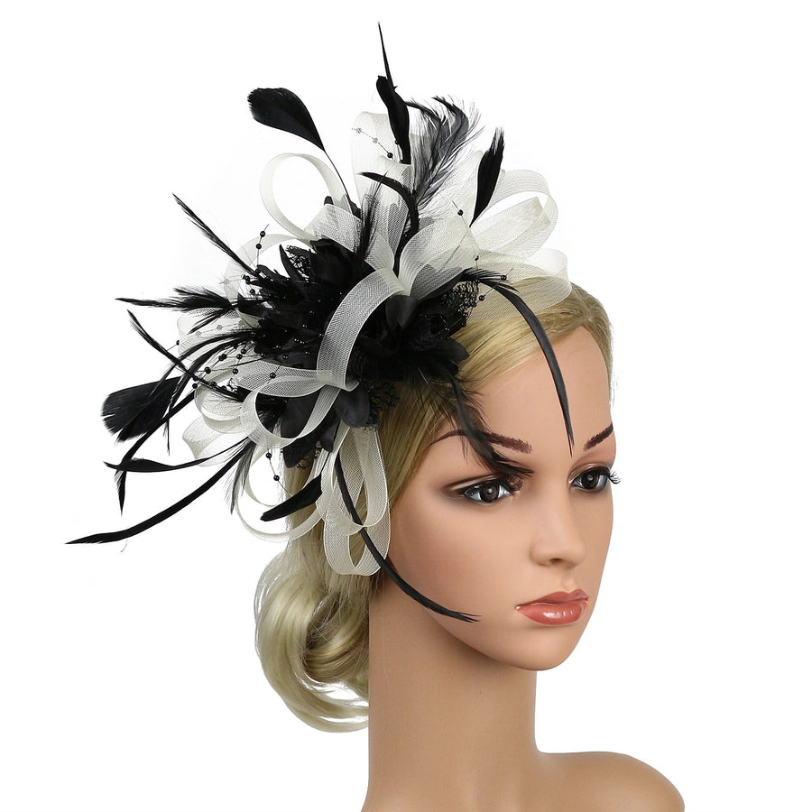 fashion feather bridal mesh top hat accessories hairband