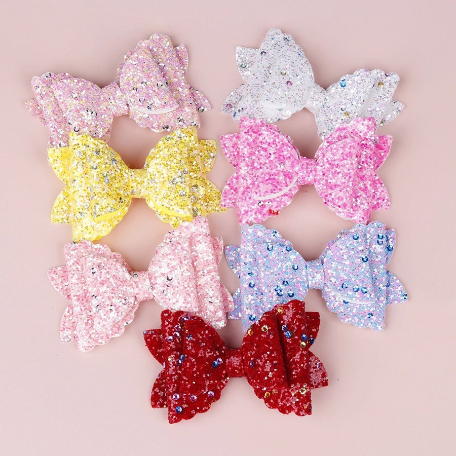 girls three-tier bow-knot hairpin children's sequined bow-knot edging clip colored hair clips